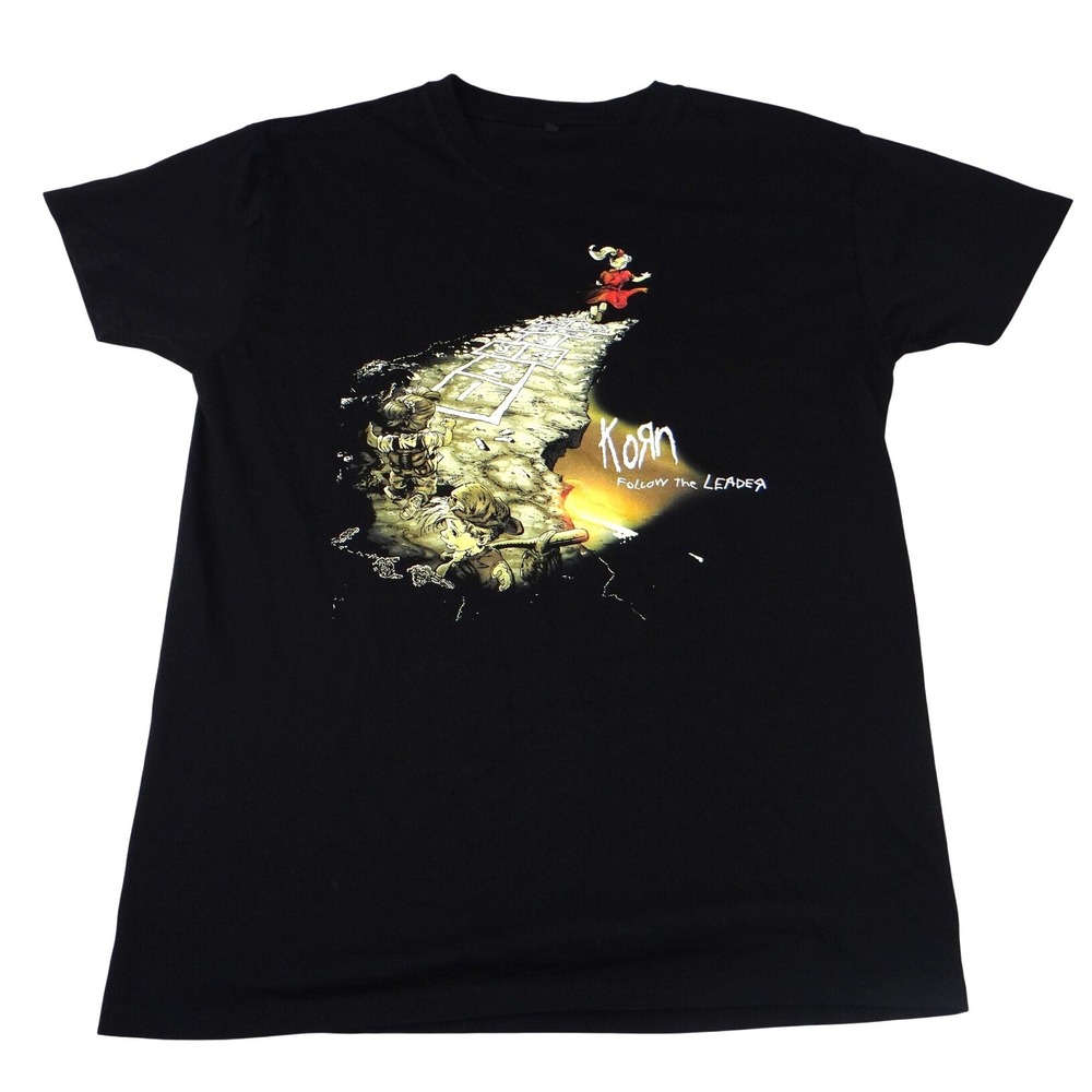 Korn Follow the Leader Band Graphic T-Shirt Black Mens Medium Short Sleeve Tee‎